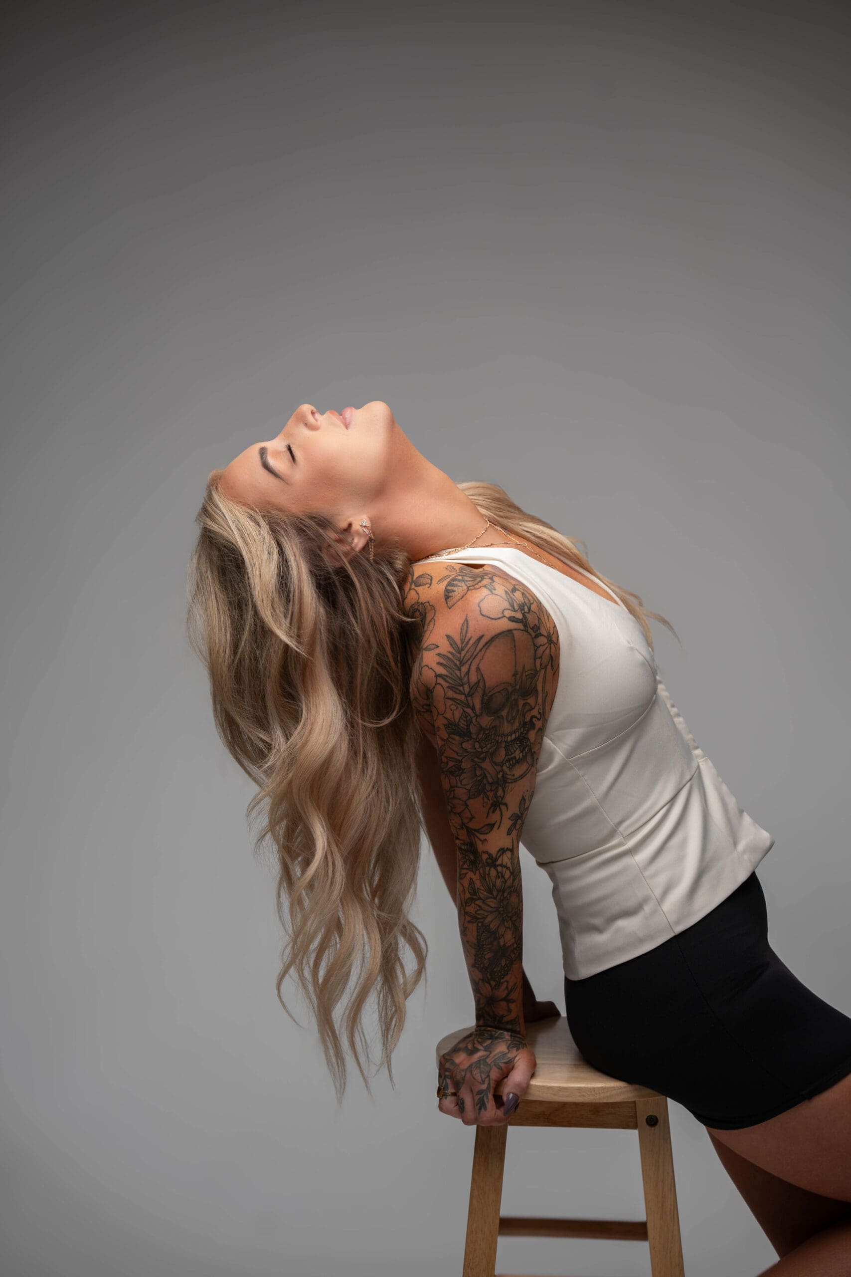 Blonde hair in motion