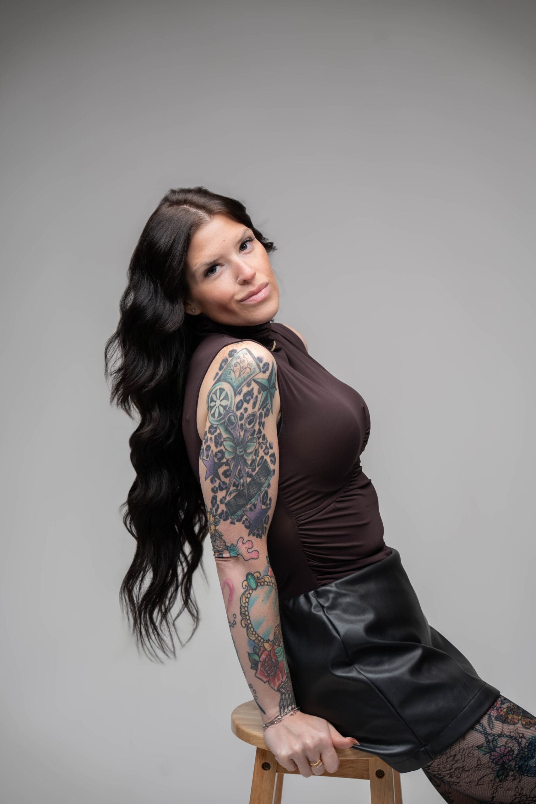 Hair artist with long dark dimensional color